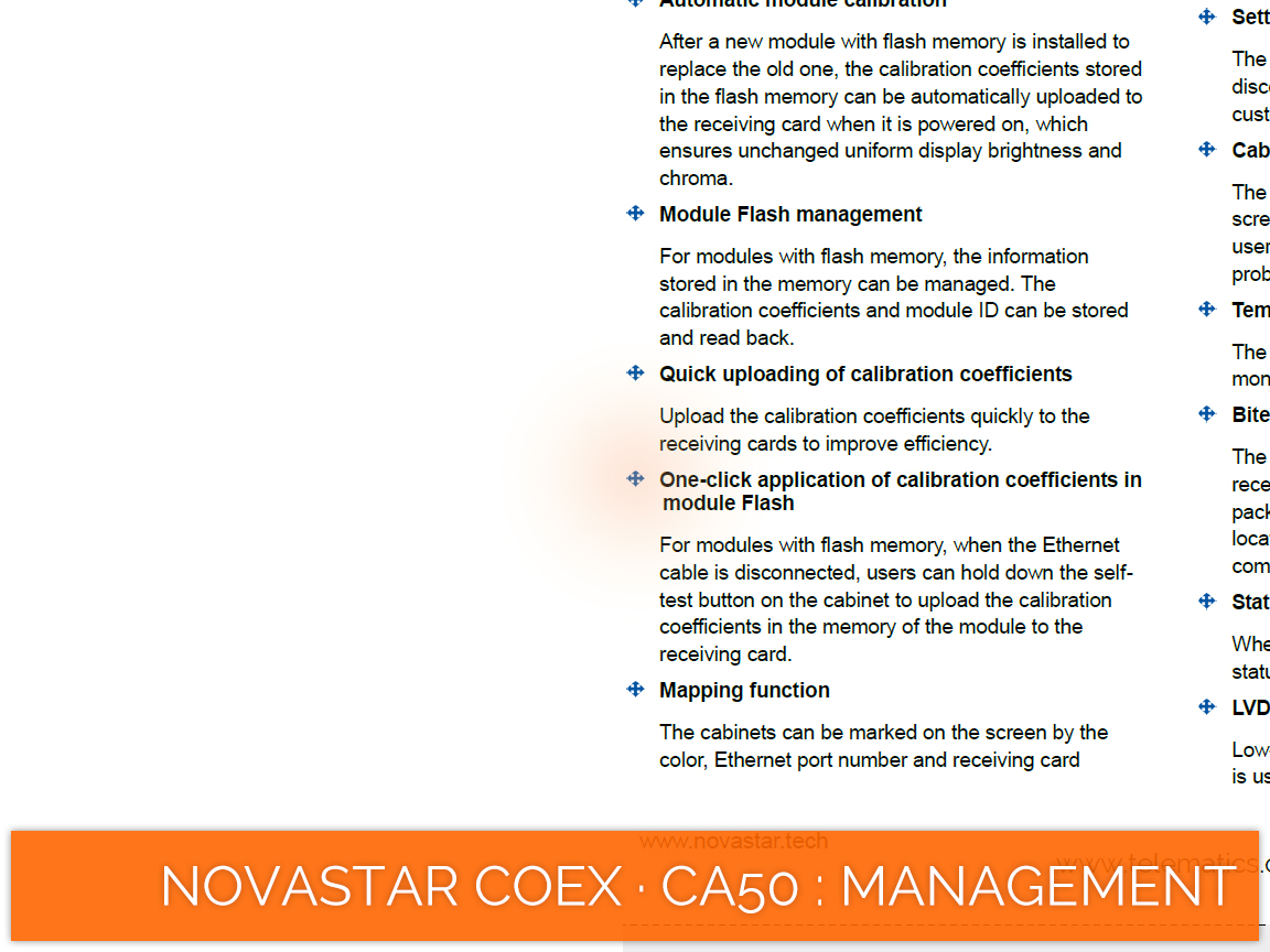 NovaStar COEX · CA50 · apply calibration coefficients