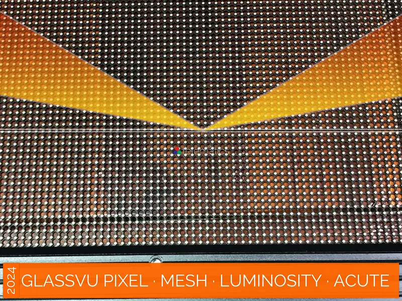 GlassVu · Pixel Mesh · direct view transparent LED display panel · 90% transparency · full pixel range · organosilicon polymer adhesive installation to glass · luminosity acute angle viewing · novastar taurus · viplex · vnnox · review · price · cost · priced from $519 per panel
