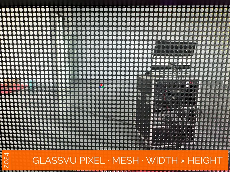 GlassVu · Pixel Mesh · direct view transparent LED display panel · 90% transparency · full pixel range · organosilicon polymer adhesive installation to glass · free standing · indoor · novastar taurus · viplex · vnnox · review · price · cost · priced from $519 per panel
